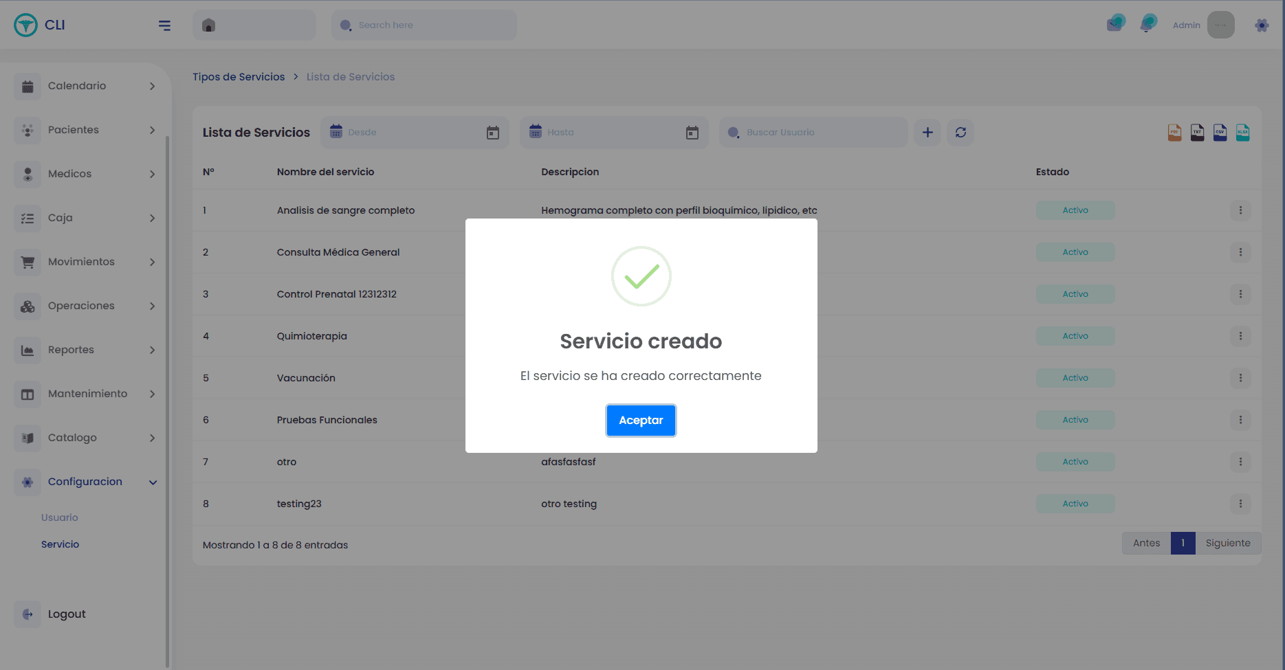 Vista 6 del software clínico